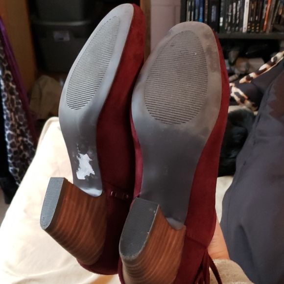 Burgundy Fringe Ankle Booties - Picture 6 of 7